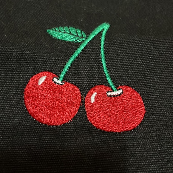 Embroidered cherry canvas tote bag - Picture 2 of 5